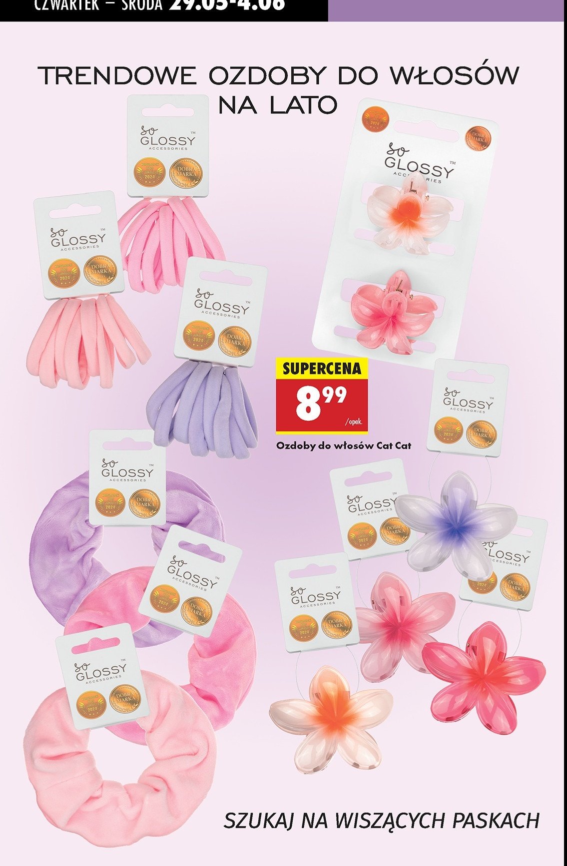 Opaska ozdobna do włosów Glossy promocja w Biedronka