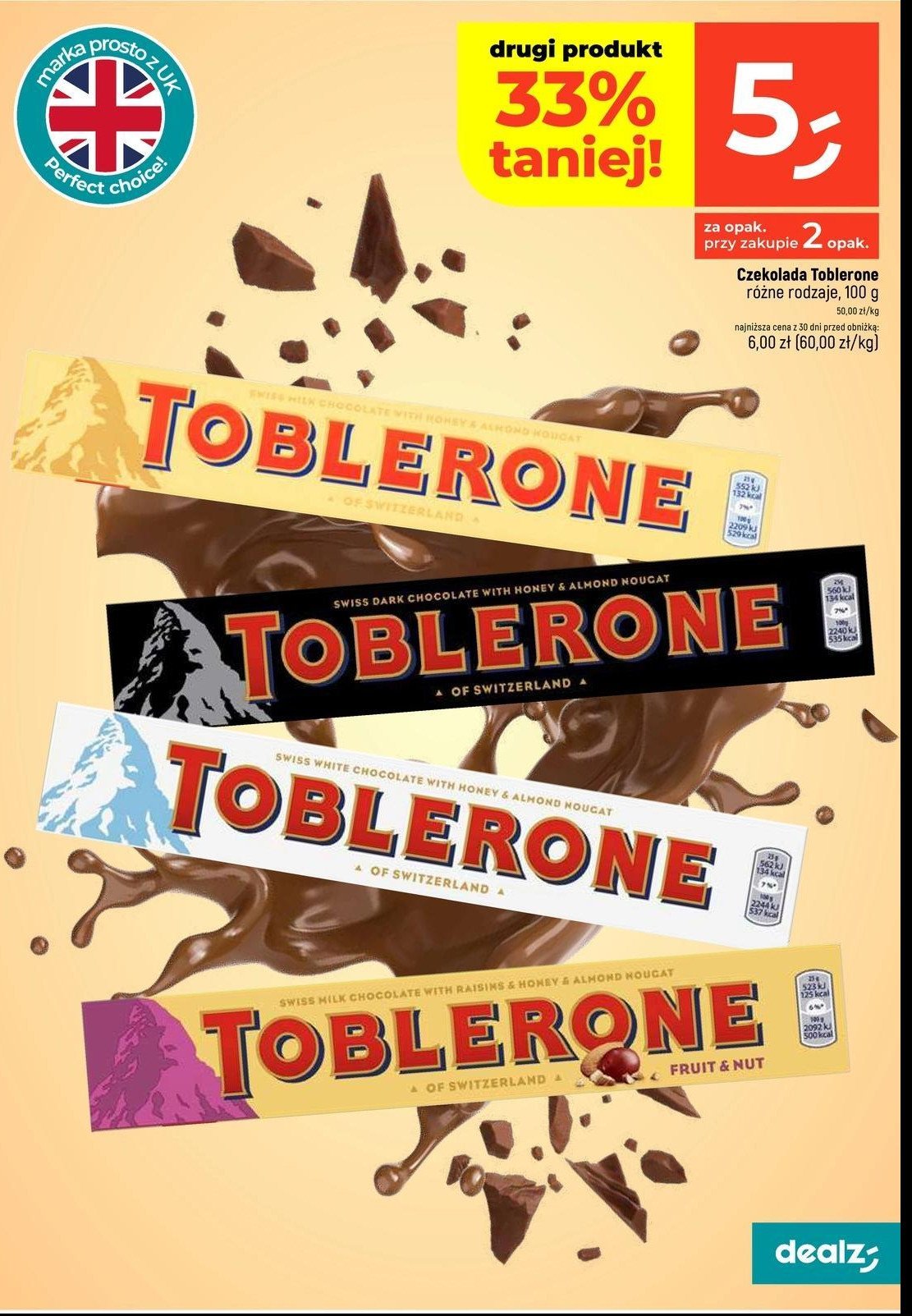 Czekolada gorzka Toblerone promocja