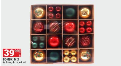 Bombki mix śr. 8 cm, 4 cm, 44 szt. promocja w Merkury Market