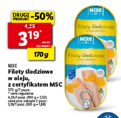 Filety 艣ledziowe w oleju ro艣linnym Nixe promocja