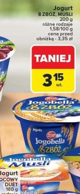 Jogurt Jogobella 8 zbóż, różne rodzaje Zott promocja w Carrefour