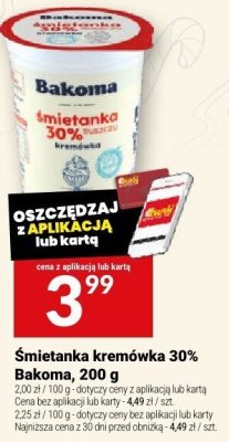 Śmietanka kremówka 30% Bakoma, 200 g promocja w Twój Market
