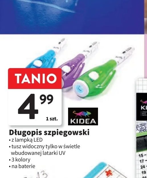 Długopis szpiegowski led Kidea promocja