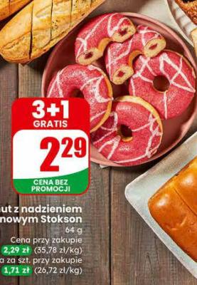 Donut z nadzieniem malinowym  promocja w Dino