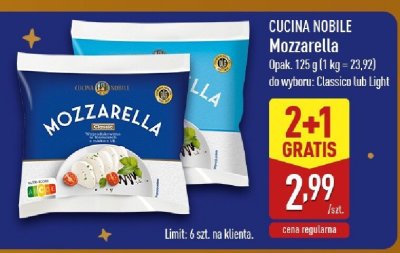 Mozzarella CUCINA NOBILE Classica lub Light promocja w Aldi