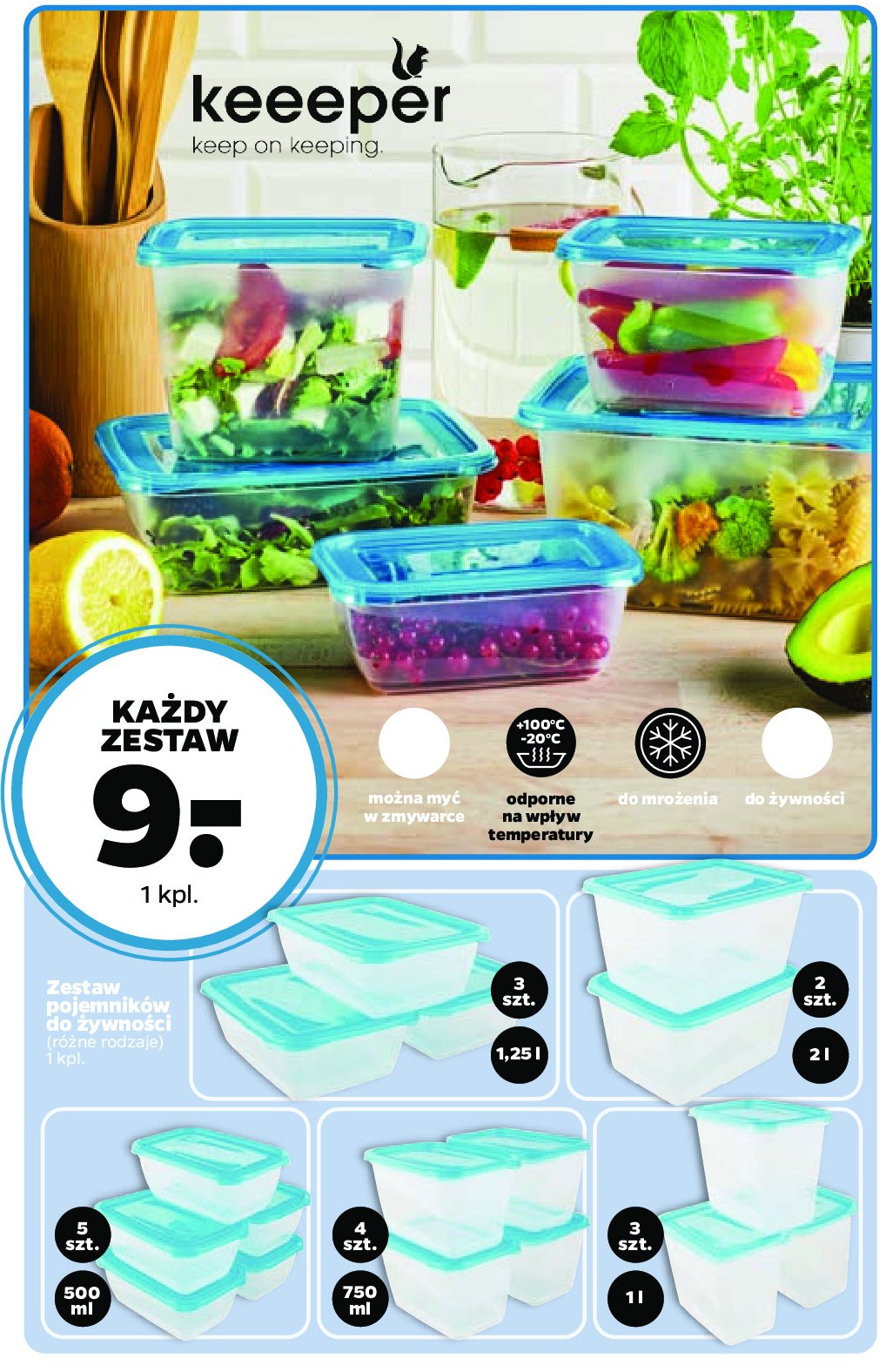 Komplet pojemnik贸w fredo 750 ml Keeeper promocja