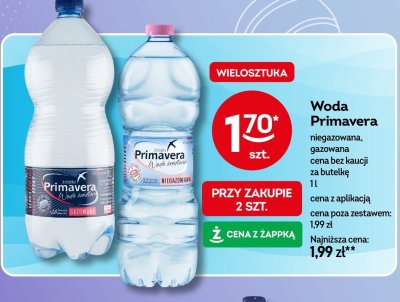 Woda Primavera niegazowana, gazowana 1 l promocja w Żabka