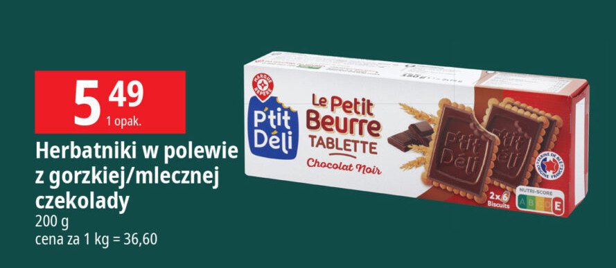 Herbatniki w czekoladzie Wiodąca marka p'tit deli promocja