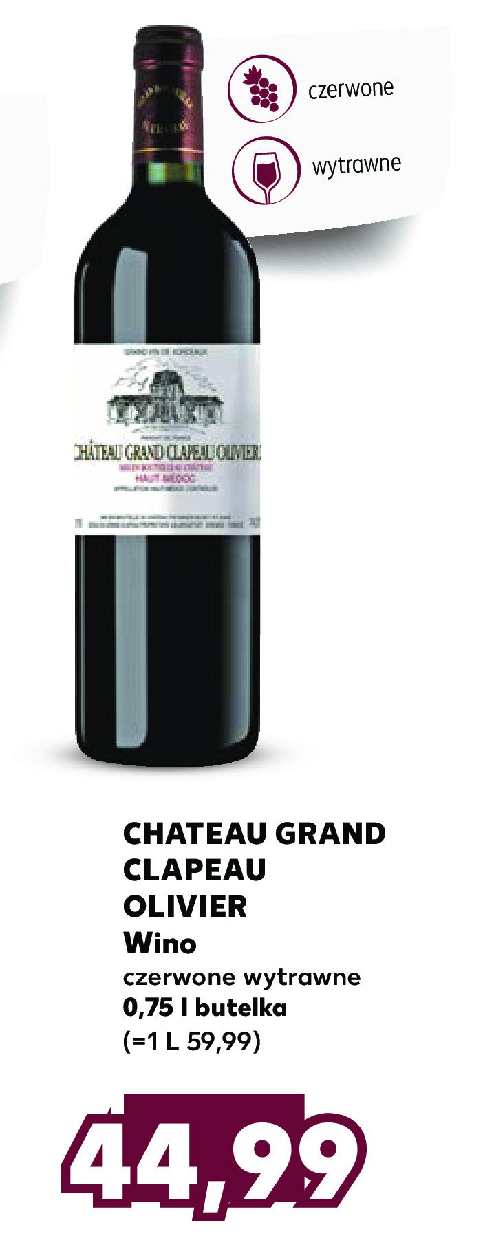 Wino Chateau grand clapeau olivier haut-medoc promocja