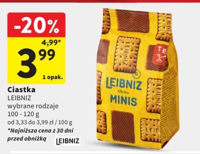 Ciastka LEIBNIZ MINIS wybrane rodzaje promocja w Intermarche