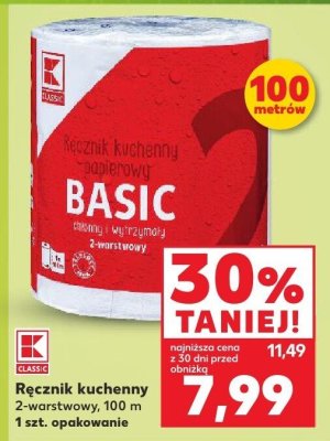 Ręcznik kuchenny 2-warstwowy Kaufland Basic 100 m K-Classic promocja w Kaufland