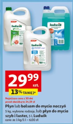 Płyn lub balsam do mycia naczyń 5 kg, wybrane rodzaje, Ludwik lub płyn do mycia szyb i luster, 5 l Ludwik promocja w Auchan
