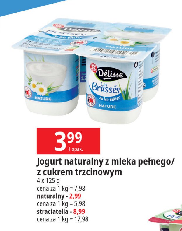 Jogurt naturalny typu bałkańskiego Wiodąca marka delisse promocja w Leclerc