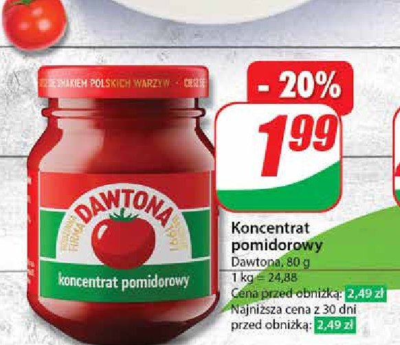 Koncentrat pomidorowy 30% Dawtona promocja