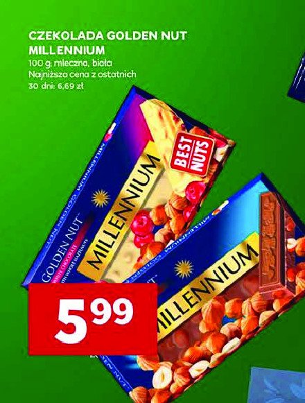 Czekolada biała z orzechami Millennium golden nuts promocja w Stokrotka