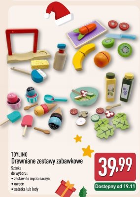 Drewniane zestawy zabawkowe TOYLINO - zestaw do mycia naczyń promocja w Aldi
