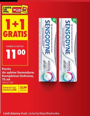 Pasta do zębów Kompletna Ochrona 1+1 GRATIS promocja w Biedronka