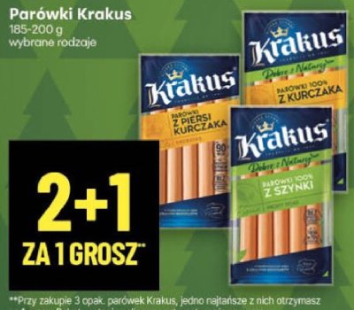 Parówki Krakus 185-200g wybrane rodzaje promocja w Delikatesy Centrum