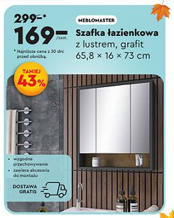 Szafka łazienkowa 65.8 x 16 x 73 cm grafit Meblomaster promocja w Biedronka