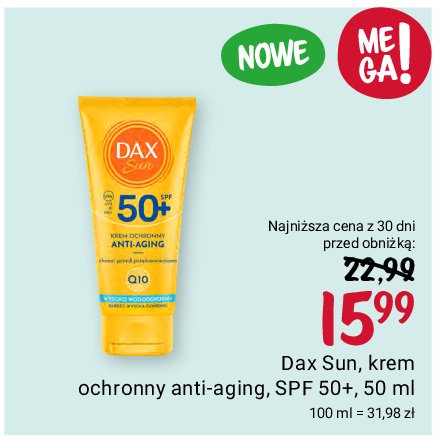 Krem do twarzy ochronny anti-aging na słońce spf 50+ Dax sun promocja