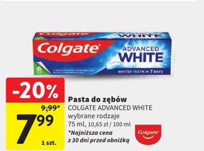 Pasta do zębów Colgate Advanced White promocja w Intermarche