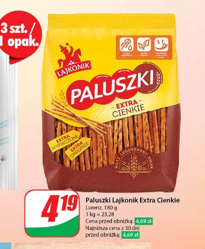 Paluszki extra cienkie Lajkonik paluszki promocja w Dino