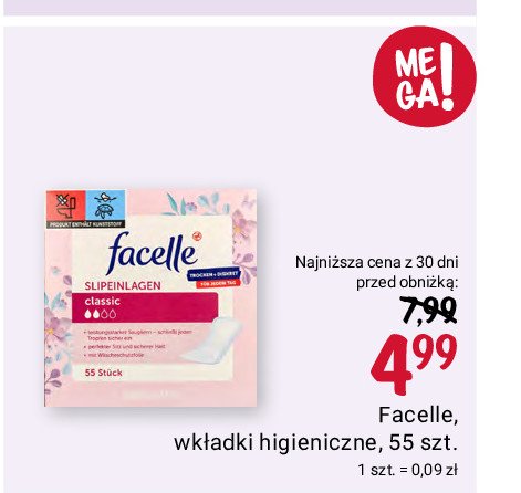 Wkładki higieniczne classic Facelle promocja