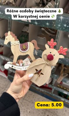 Ozdoba świąteczna drewniany renifer promocja w Kaufland