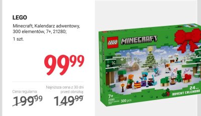 Kalendarz adwentowy Minecraft 7+, 21280 promocja w Rossmann