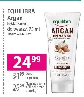 Krem do twarzy nawilżający arganowy EQUILIBRA ARGAN promocja