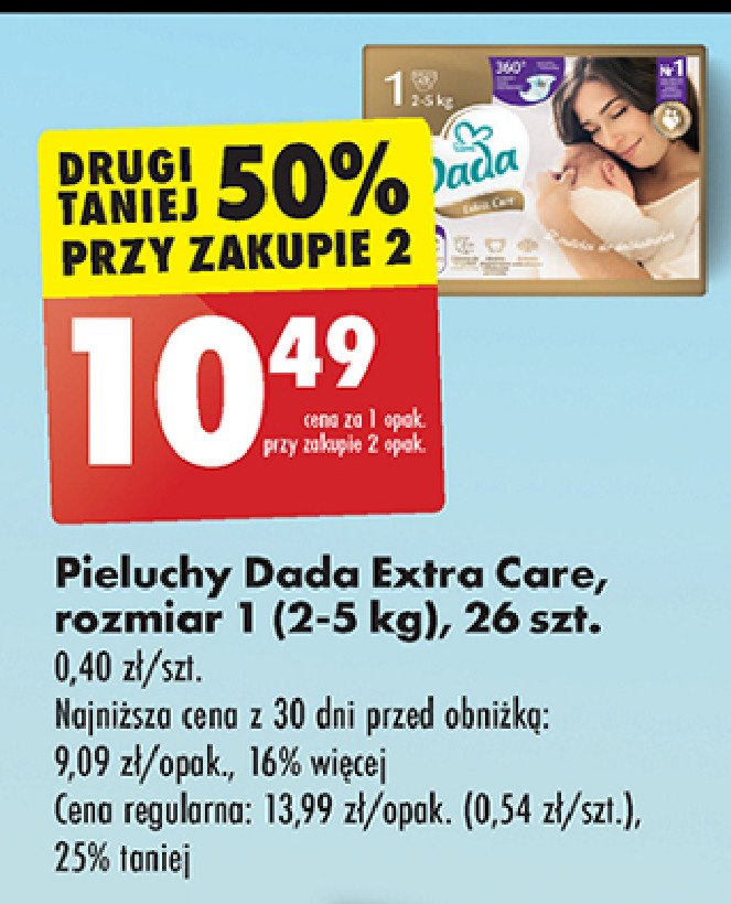 Pieluszki dla dzieci newborn Dada extra care promocja