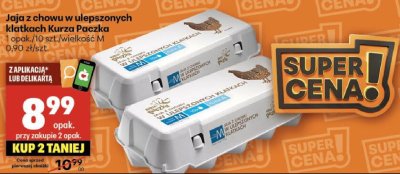 Jaja z chowu w ulepszonych klatkach Kurza Paczka promocja w Delikatesy Centrum