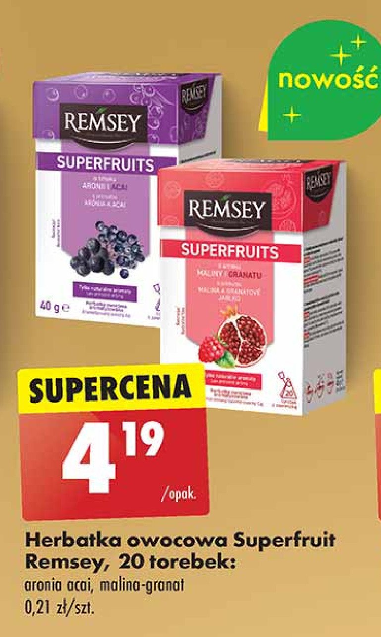 Herbata aronia i acai Remsey promocja w Biedronka