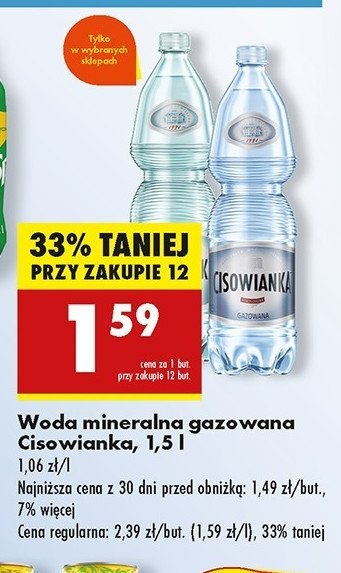 Woda gazowana Cisowianka promocja w Biedronka