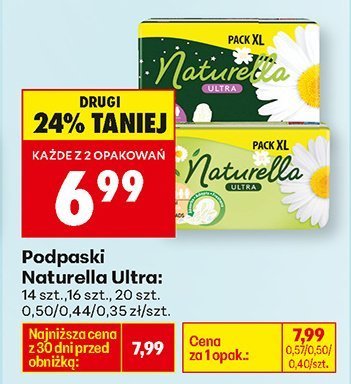 Podpaski Naturella Ultra 14 szt., 16 szt., 20 szt. promocja w Biedronka