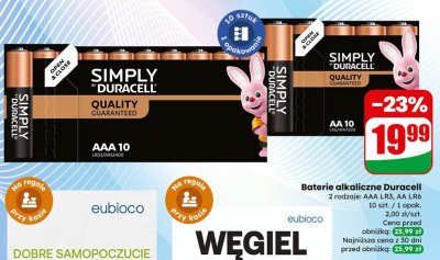 Baterie alkaliczne Duracell AAA LR03 lub AA LR6 promocja w Dino