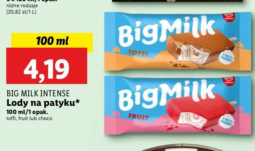 Lód fruit intense Algida big milk promocja