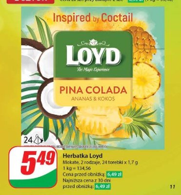 Herbata pina colada Loyd tea the magic experience promocja