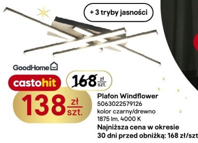 Plafon Windflower 5063022579126 kolor czarny/drewno 1875 lm, 4000 K promocja w Castorama