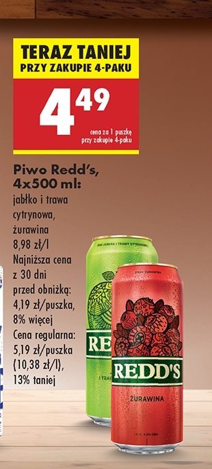 Piwo Redd's cranberry promocja w Biedronka