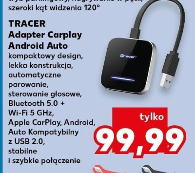 Adapter Carplay Android Auto kompaktowy design, lekka konstrukcja, automatyczne parowanie, sterowanie głosowe, Bluetooth 5.0 + Wi-Fi 5 GHz, Apple CarPlay, Android, Auto Kompatybilny z USB 2.0, stabilne i szybkie połączenie promocja w Kaufland