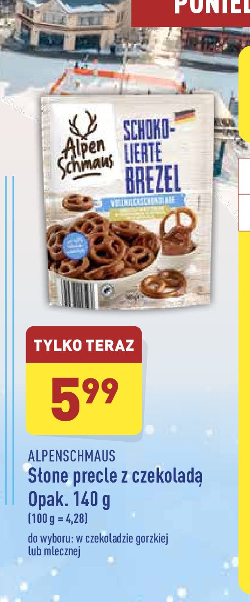 Precle słone w czekoladzie mlecznej Alpenschmaus promocja