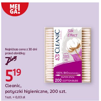 Patyczki higieniczne pudełko prostokątne Cleanic promocja w Rossmann