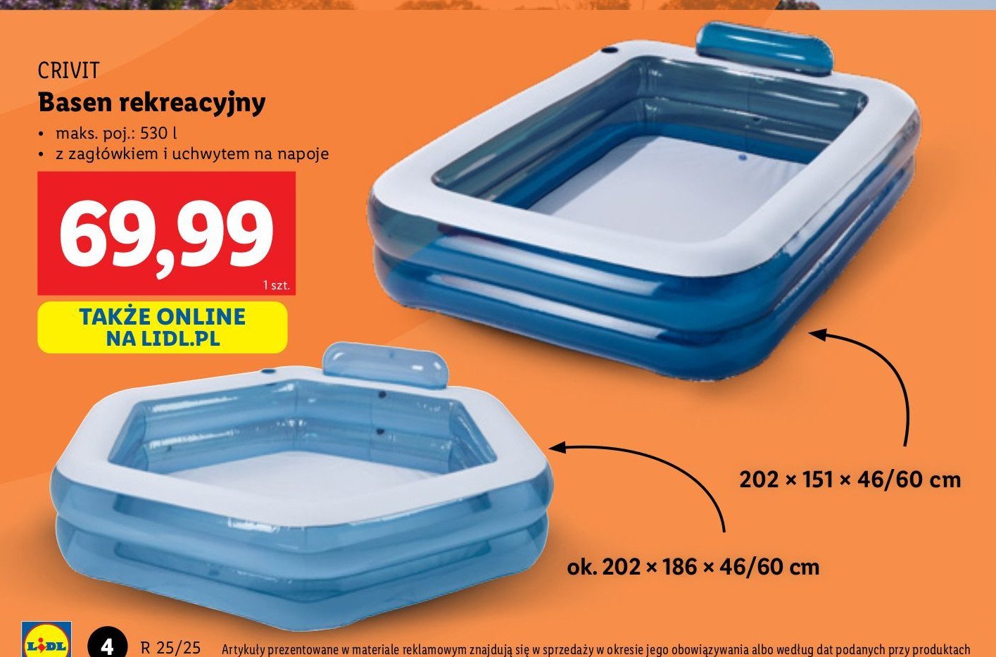 Basenik jumbo 530 l Crivit promocja w Lidl