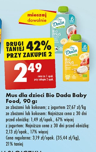 Mus jogurt + zboża jabłko-banan-truskawka Dada promocja