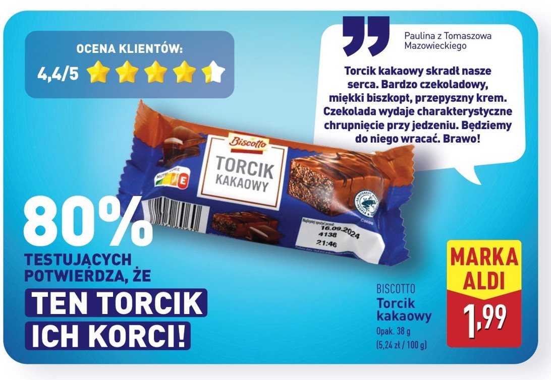 Torcik kakaowy Biscotto promocja w Aldi