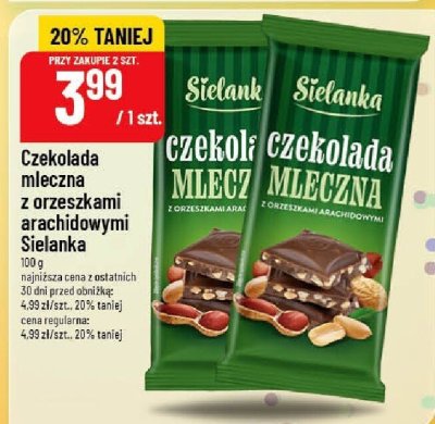 Czekolada mleczna z orzeszkami arachidowymi Sielanka promocja w POLOmarket