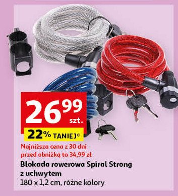 Blokada rowerowa spiral strong 180 cm promocja
