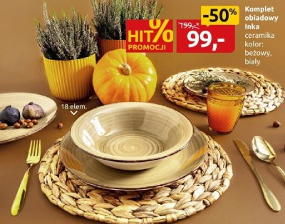 Komplet obiadowy Inka ceramika 18 elem. promocja w Black Red White