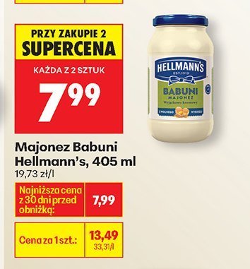 Majonez Babuni Hellmann's, 405 ml promocja w Biedronka